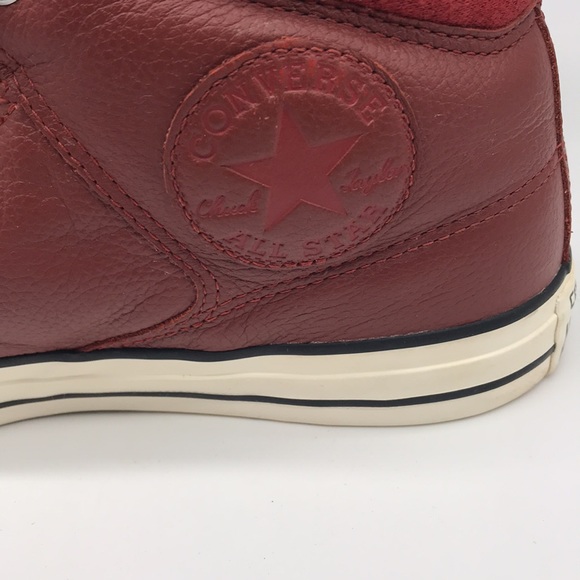 Converse All Star Street Hi Terra Red Leather Sneakers Men 8 Women 10 - Picture 3 of 9